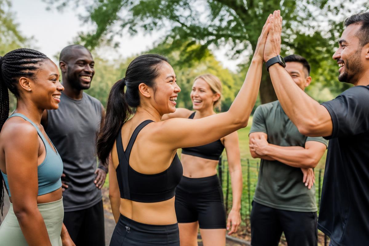 Runners celebrating after a group run