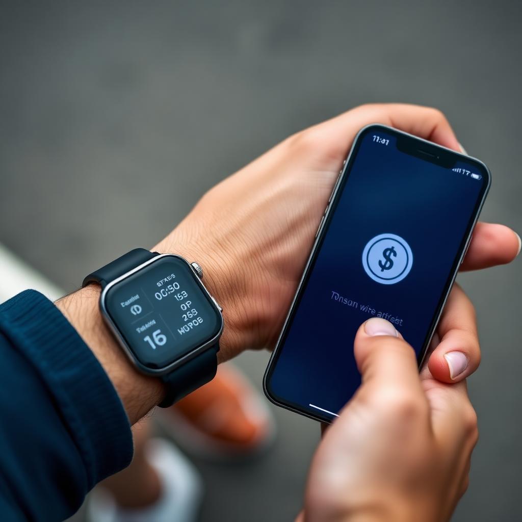 A runner checking their wallet balance after a run
